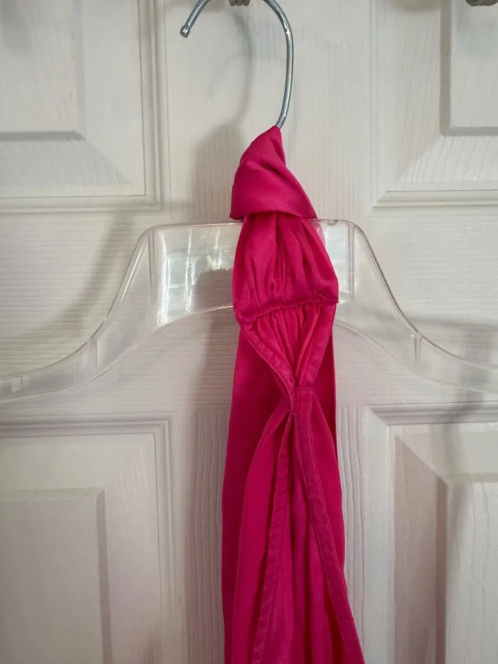 Seroya Kendall Silk Halter Mini Dress Hot Pink Backless Elegant Satin Medium - Picture 6 of 12